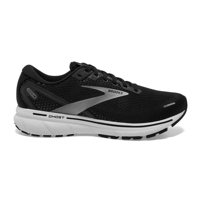 Brooks GHOST 14 Cushioned Road Running Shoes Mens Sale - Black/White/Silver (HWJ270159)